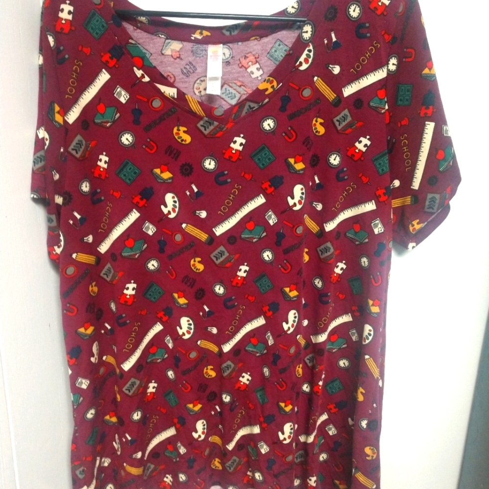 2X Teacher Print Lularoe Christy Tee